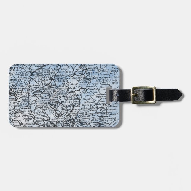Vintage London England Region Map Travel Luggage Tag (Front Horizontal)