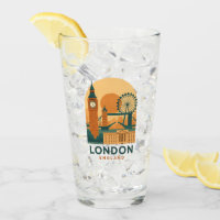 Vintage London England Travel Glass | Retro