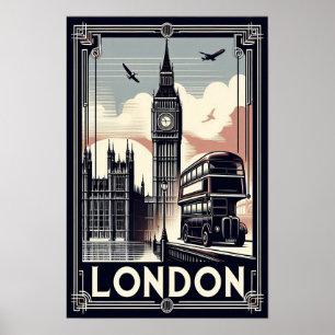 Vintage London England Travel Poster 