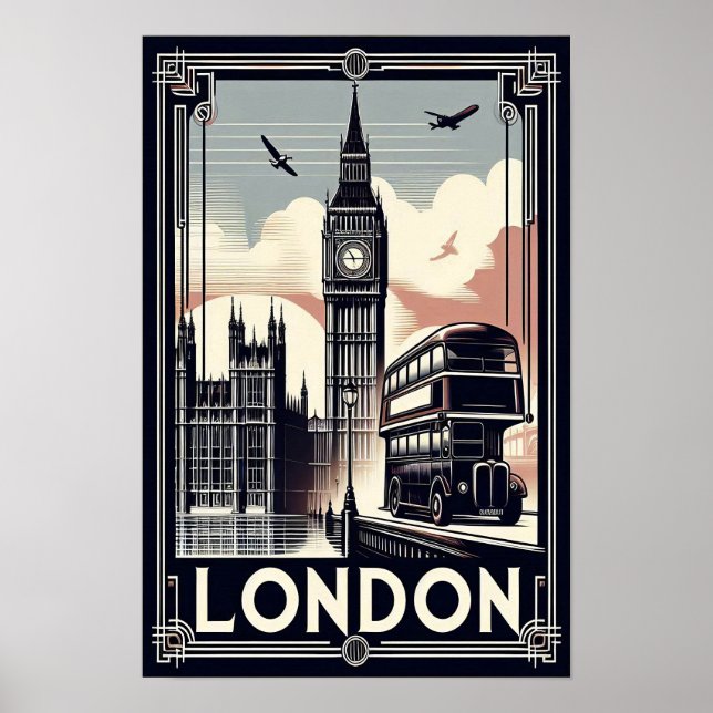 Vintage London England Travel Poster  (Front)