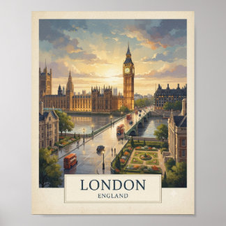 Vintage London England Travel Poster | Big Ben Wal