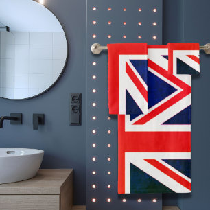 vintage london fashion british flag union jack bath towel set