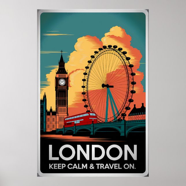 Vintage London – Keep Calm & Travel On Poster (Front)