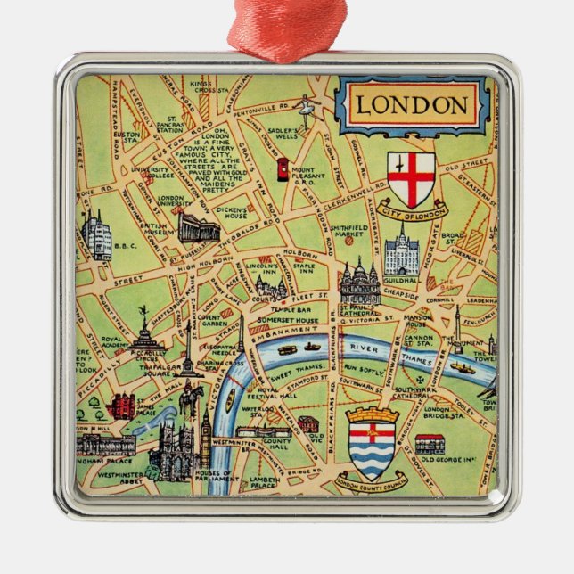 Vintage London Map Ornament (Front)