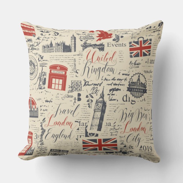 Vintage London Pillow (Front)