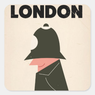 Vintage London Policeman travel poster Square Sticker