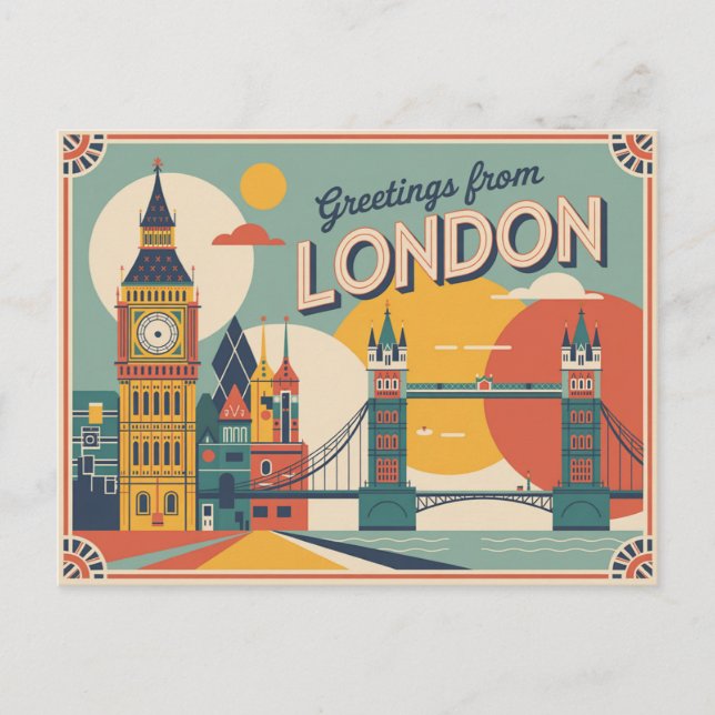 Vintage London Postcard | Greetings from London (Front)