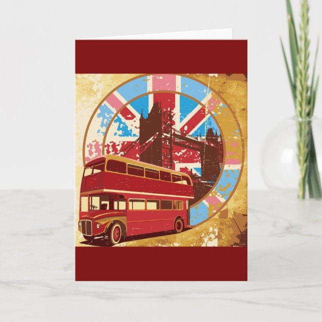 Vintage London Red Double Decker Bus Card (Front)