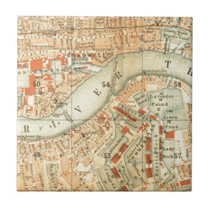 Vintage London River Thames Map accessories & gift Ceramic Tile