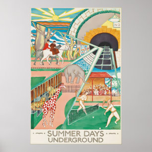 Vintage London Summer Days Poster Print, Railway