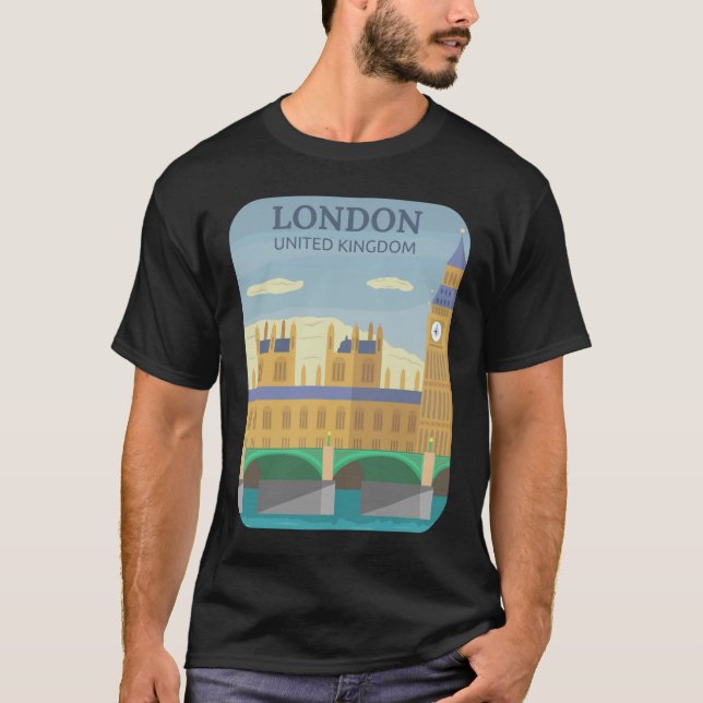 Vintage London T-Shirt Retro UK Travel Souvenir (Front)