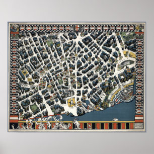 Vintage London Theatreland Map 1915 Poster