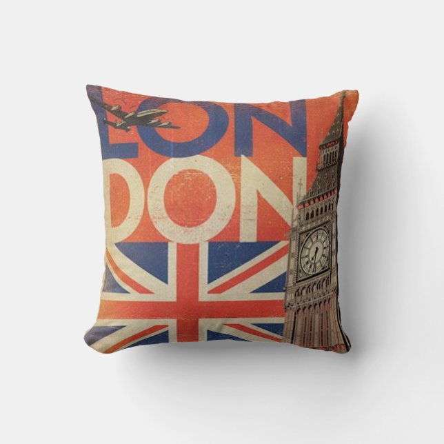 Vintage London Throw Pillow (Front)