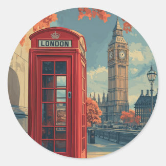 Vintage London Travel  Classic Round Sticker