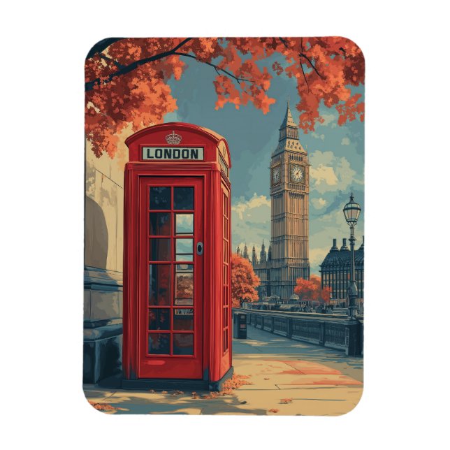 Vintage London Travel  Magnet (Vertical)