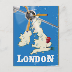 Vintage London Travel Poster Postcard
