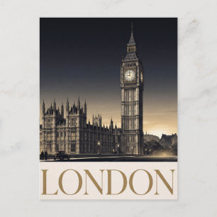 Vintage London Travel Poster with Big Ben Postcard