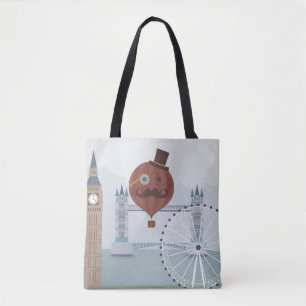 Vintage London Travel Scene Tote Bag