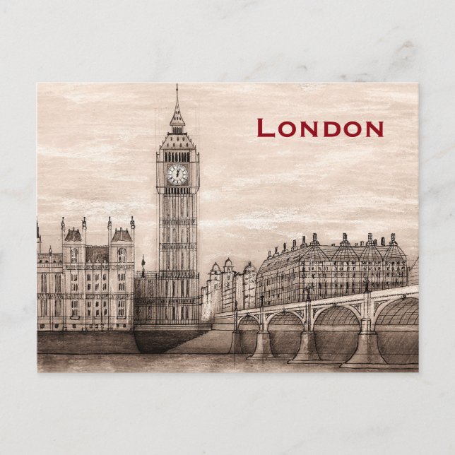 Vintage London Travel Tourism Postcard (Front)