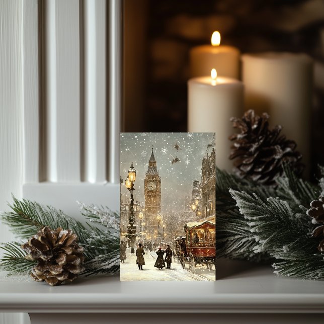 Vintage London Winter Christmas Cityscape Card (Creator Uploaded)