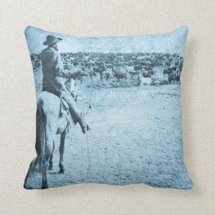 Vintage Lone Cowboy Home on the Range Cushion