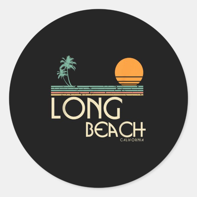 Vintage Long Beach California  Classic Round Sticker (Front)