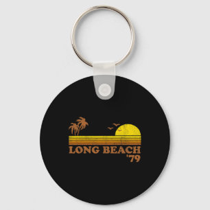 Vintage Long Beach California Retro Sunset Surfing Key Ring