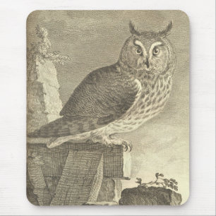Vintage Long Eared Owl Mousepad