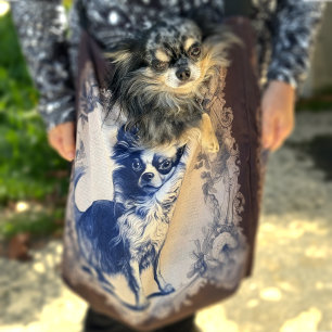 Vintage Long Haired Chihuahua Crossbody Bag