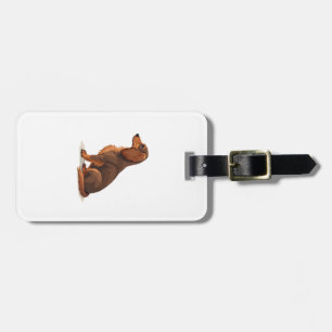 Vintage Long Haired Dachshund Back View Dog Illust Luggage Tag