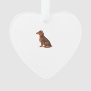 Vintage Long Haired Dachshund Back View Dog Illust Ornament