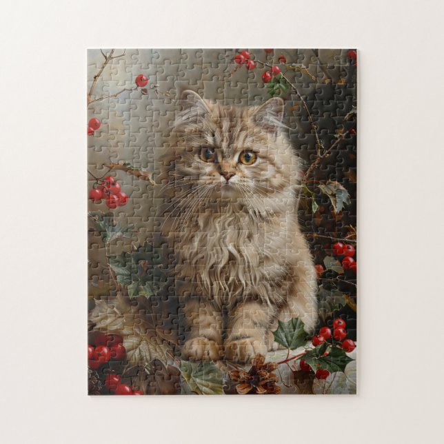 Vintage Long-Haired Kitten Painting Jigsaw Puzzle (Vertical)