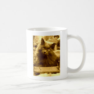 Vintage Long Haired Russian Blue Cat Coffee Mug
