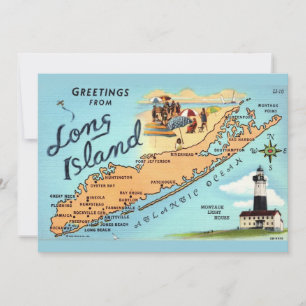 Vintage Long Island Map 5x7 Big Postcard