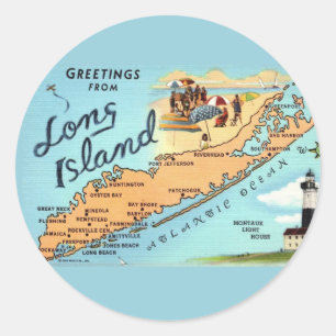 Vintage Long Island Map  Classic Round Sticker