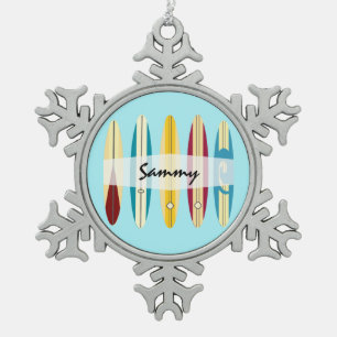 Vintage Longboards Snowflake Pewter Christmas Ornament