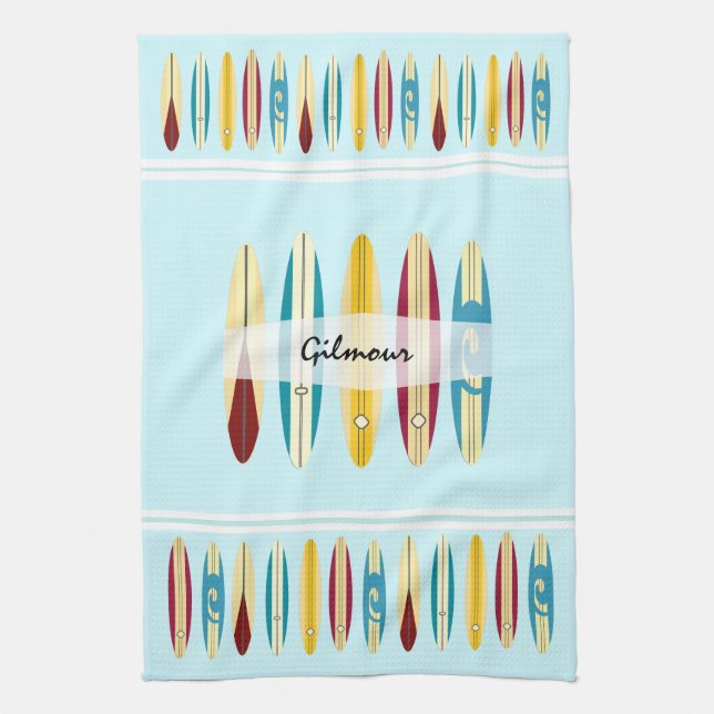 Vintage Longboards Tea Towel (Vertical)