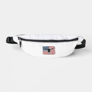 Vintage Longhorn Skull American Flag Vector Design Bum Bags
