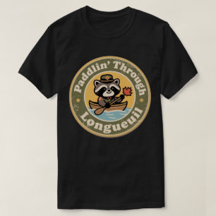Vintage Longueuil Quebec Canoeing Racoon T-Shirt