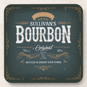Vintage Look ADD NAME American Bourbon Whiskey Bar Coaster