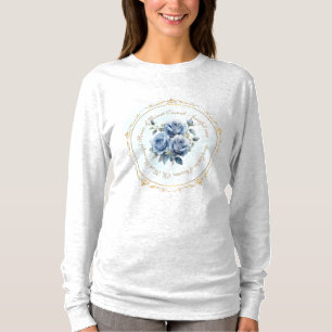 Vintage Look Blue Rose Long Sleeve T-Shirt