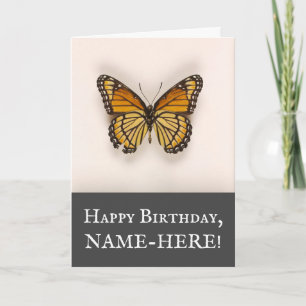 Vintage Look Butterfly, Happy Birthday Card