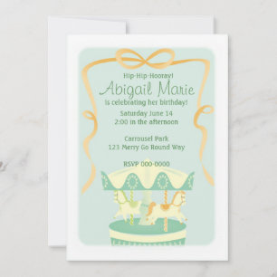 Vintage-Look Carousel Illustration Invitation