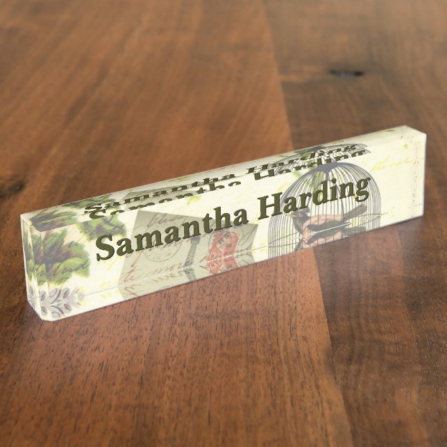Vintage Look Custom Desk Nameplate (Side)