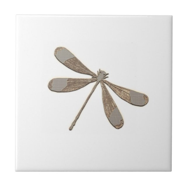 Vintage Look Dragonfly Ceramic Tile (Front)