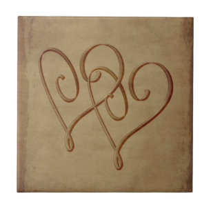 Vintage Look Entwined Hearts Tile