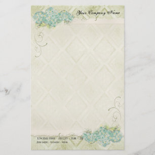 Vintage Look Floral Blue Hydrangea Flowers Swirl Stationery