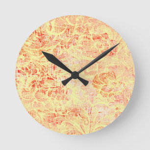 Vintage Look Flower Boom in Light Yellow Texture Round Clock