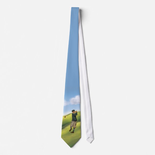 Vintage look golfer golf tie (Front)