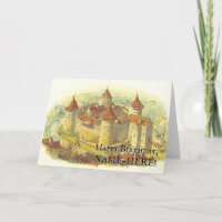 Vintage Look Medieval Castle Birthday Card